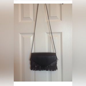 Pre-Loved Loeffler Randall Leather Fringe Crossbody Bag in Black!